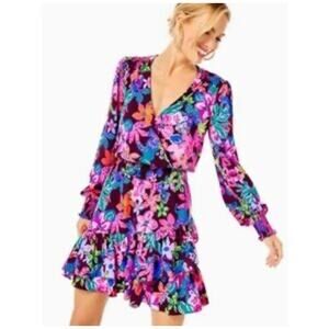 Lilly Pulitzer Cristiana Long Sleeve Stretch Dress Cherry Ganache Boho Cottage